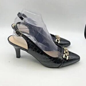 Jones New York Womens Gildyy Black Slingback Heels 9 Medium (B,M)